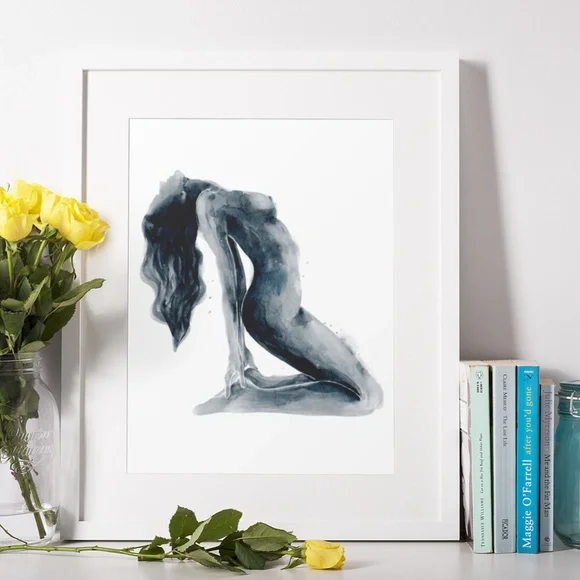 Watercolor Abstract Nude Woman Portrait Print Poster Unframed - Picture 6 of 9